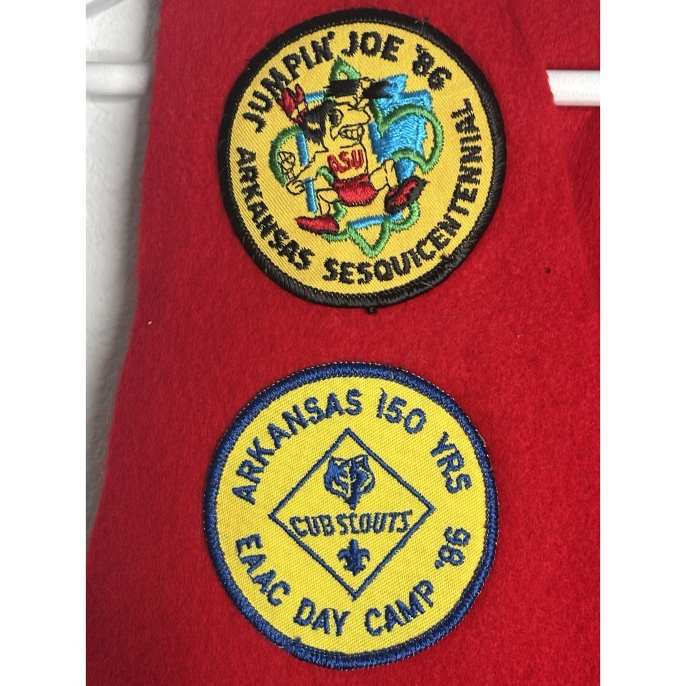 Vintage Boy Scouts Red Wool Patch Vest Brag Vest 1980s Arkansas Shiloh Trail BSA - Picture 4 of 10